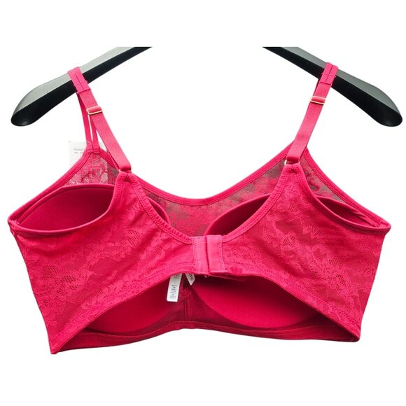 Le Mystere Stretch Lace Wireless Bra 38DDD/F Merlot Red Nylon/Spandex New - Picture 4 of 8